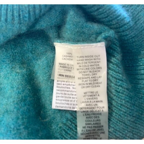 Barrow & Grove Cashmere Sweater Green Blue Color Ladies Size SMALL Preppy Casual - Picture 4 of 5